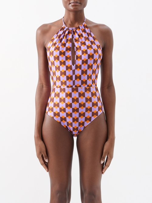 La DoubleJ Esther Mezzaluna-print Swimsuit