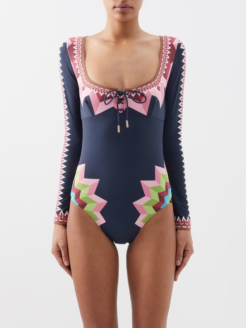 La DoubleJ Sunset Geometric-print Swimsuit