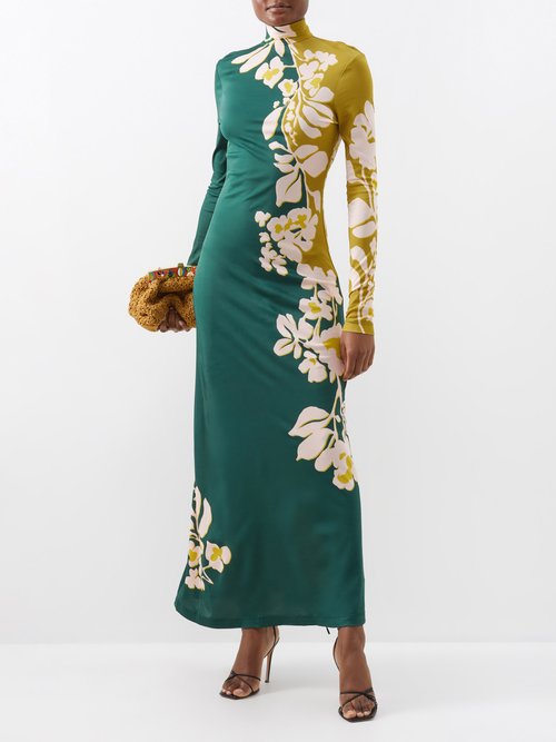 La DoubleJ Halle Jasmine-print Jersey Maxi Dress