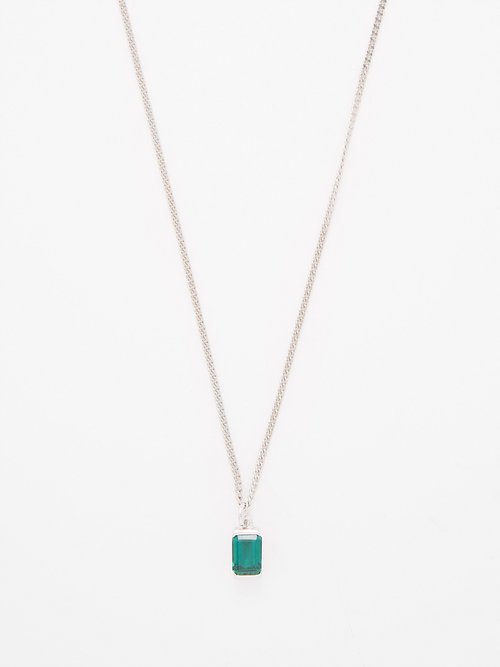 Miansai Sterling Silver Valor Quartz Pendant Necklace In Green