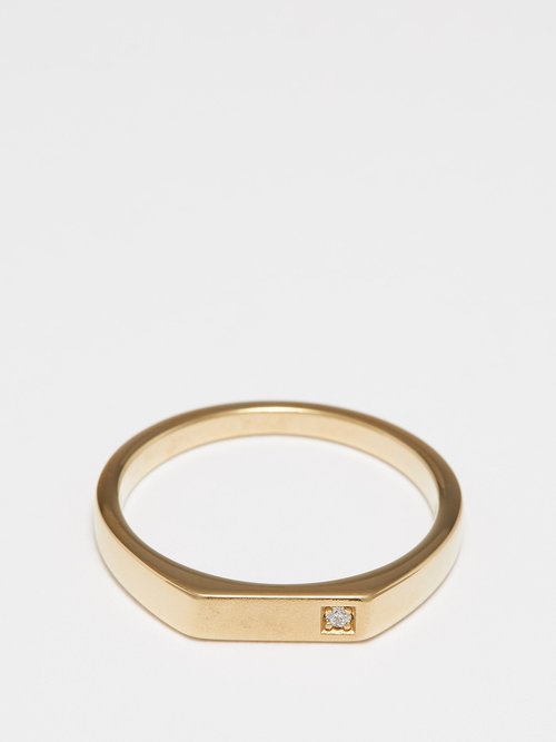 Miansai Thin Geo Diamond 14kt Gold-plated Ring