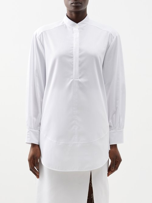 Altuzarra - Amara Stand-collar Cotton-blend Shirt - Womens - White