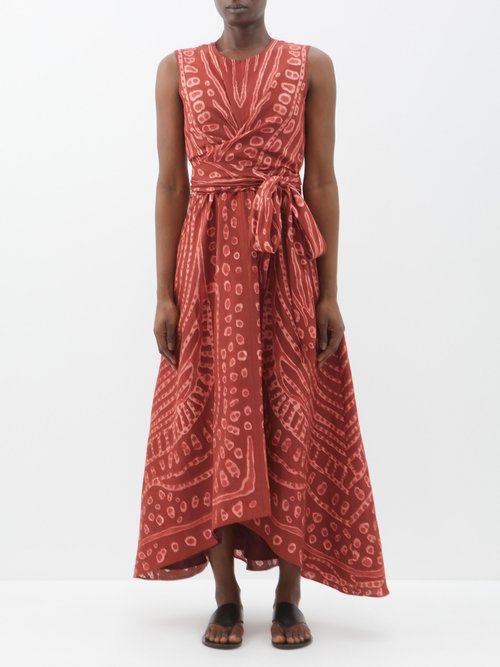 Altuzarra - Penny Printed Lyocell-blend Midi Dress - Womens - Red Multi