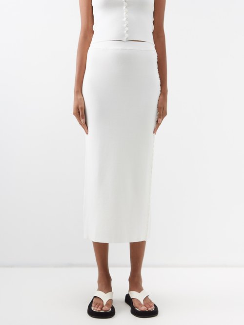 Altuzarra - Bisa Buttoned Knit Midi Skirt - Womens - White