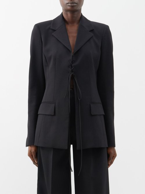 Altuzarra - Gardner Lace Tie-front Tailored Blazer - Womens - Black