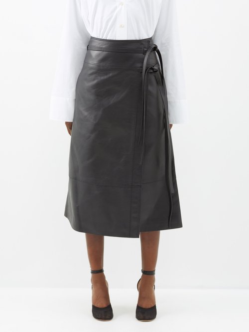 Altuzarra Women's Scobie Leather Wrap Midi-skirt In Black