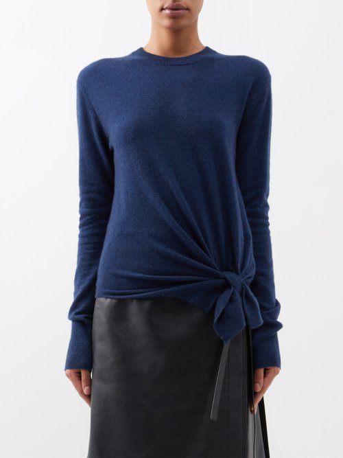 Altuzarra - Nalini Side-tie Cashmere Sweater - Womens - Dark Blue