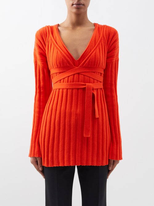 Altuzarra - Boyes Layered Rib-knitted Cashmere-blend Sweater - Womens - Red