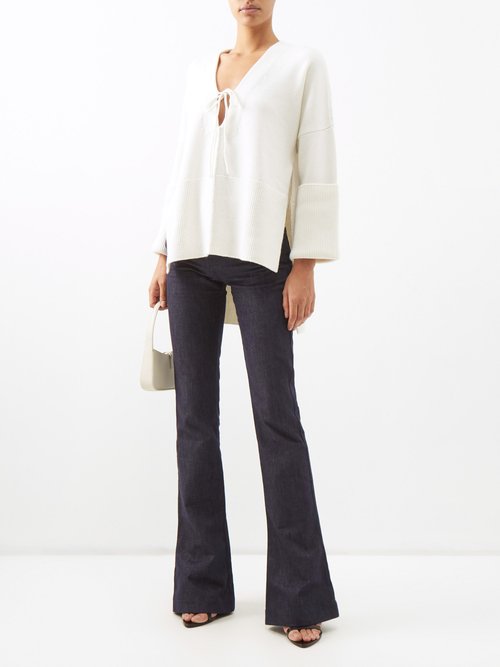 Tom Ford - Tie-front Cashmere-blend Sweater - Womens - Ivory