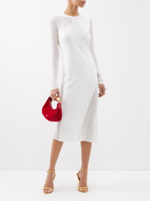 Tom Ford Mesh-paneled Jersey-crepe Dress In Ivory