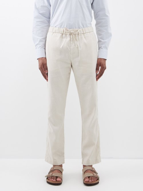 frescobol carioca - oscar linen-blend trousers mens beige