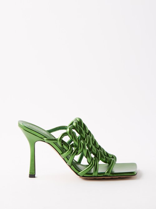 Bottega Veneta Reflection Metallic Weave Mule Sandals In Default Title