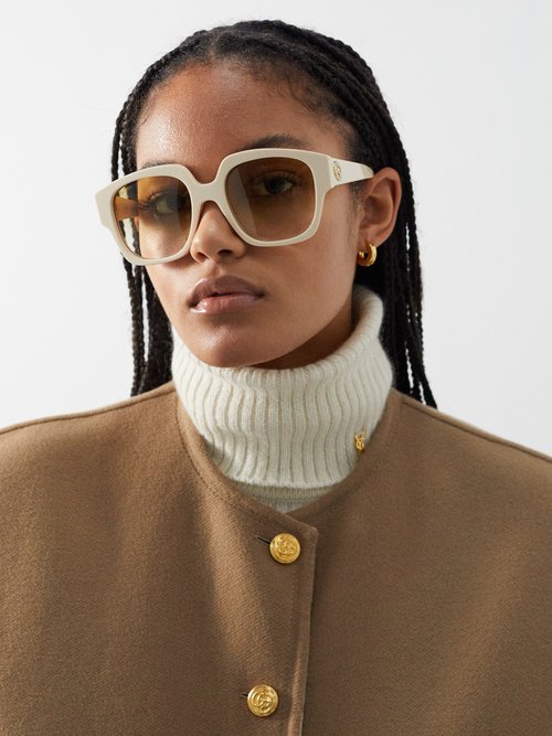 Fendi Oversized Square-frame Acetate Sunglasses - Neutrals
