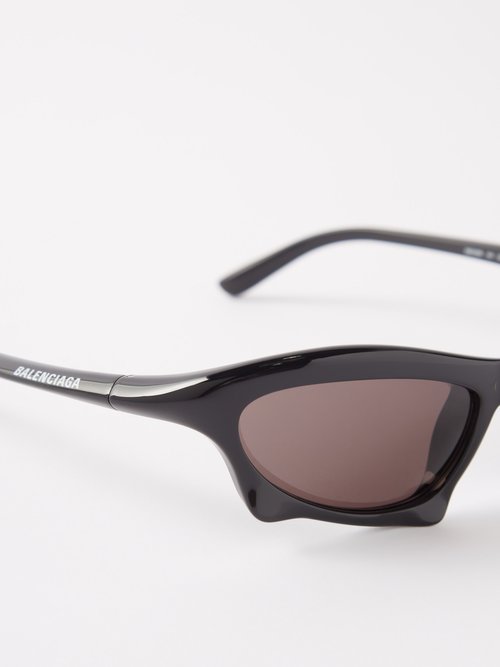 Balenciaga 0229s Bat Rectangle Nylon Sunglasses In Black | ModeSens