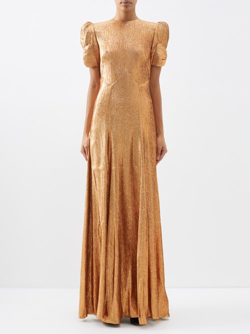 The Vampire's Wife - The American Bow-trimmed Lamé Gown - Womens - Bronze