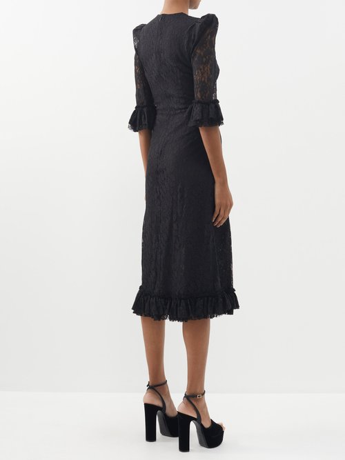 THE VAMPIRE'S WIFE THE FALCONETTI FLORAL-EMBROIDERED LACE MIDI DRESS 