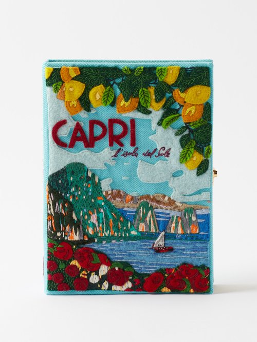Olympia Le-tan Capri Embroidered Book Clutch Bag In Multi