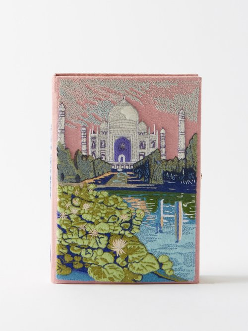 Olympia Le-tan Taj Mahal Embroidered Book Clutch Bag In Pink Multi