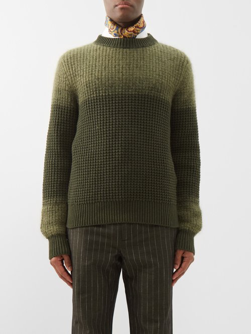 Erdem - Caspian Degradé Waffle-knit Sweater - Mens - Green