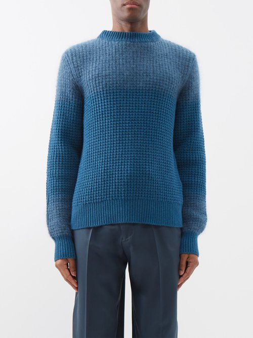 Erdem - Caspian Dégradé Waffle-knit Sweater - Mens - Blue