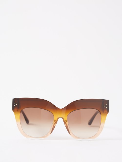 Linda Farrow Dunaway Cat-eye Frame Sunglasses In Brown Grad/ Yello