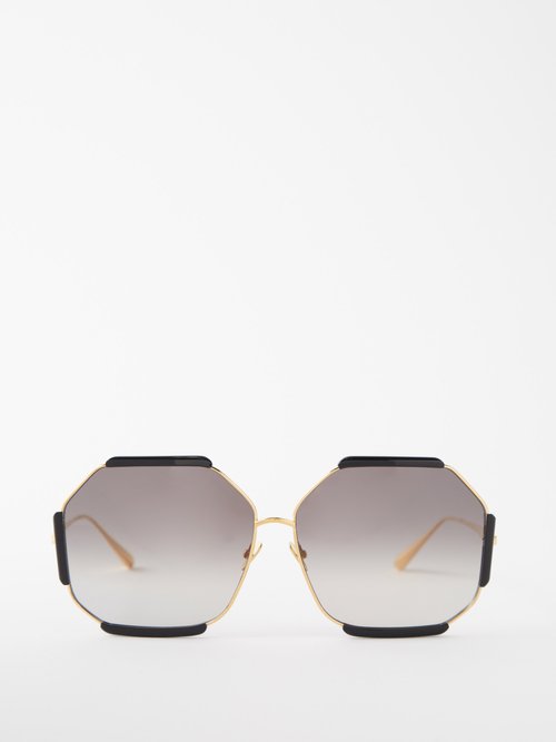 Linda Farrow Margot Oversized Gold-plated Titanium Sunglasses