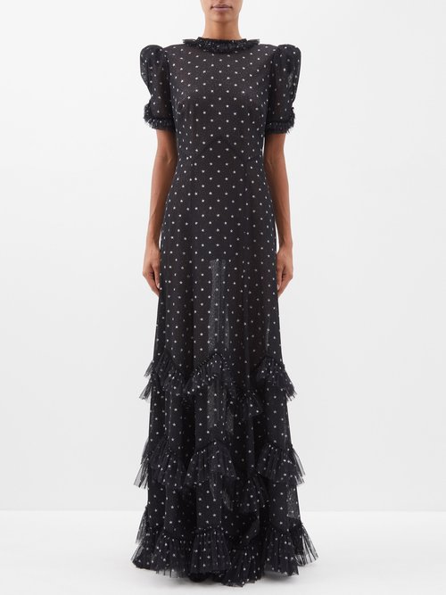 The Vampire's Wife - The Sky Rocket Star-print Mesh Gown - Womens - Black