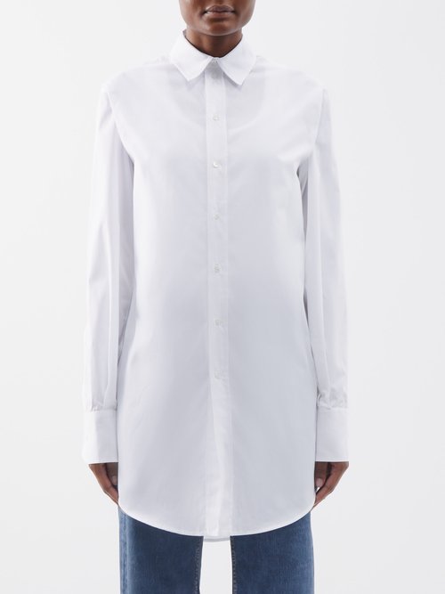 sasuphi - marcella longline cotton-poplin shirt womens white