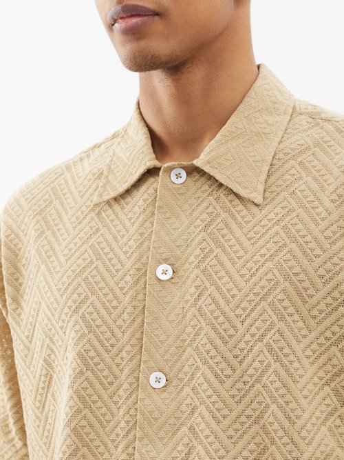 Sunflower Spacey Jacquard-knit Shirt In Neutrals | ModeSens