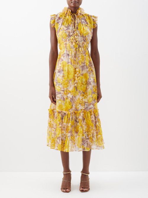Zimmermann High Tide Floral-print Silk-georgette Dress