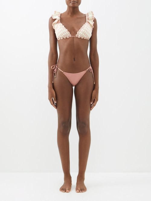 Zimmermann 2pc Clover Crochet Triangle Bikini Set In Pink