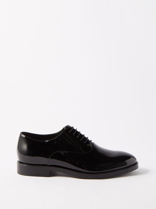 Brunello Cucinelli - Patent-leather Derby Shoes - Mens - Black