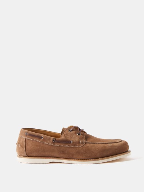 Brunello Cucinelli - Suede Boat Shoes - Mens - Brown