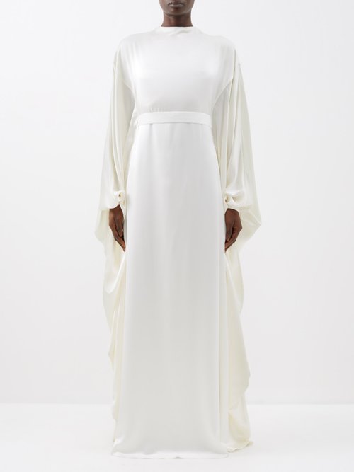 Roksanda Raziya Belted Silk-satin Gown In Ivory
