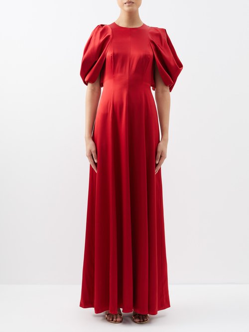 Roksanda Puff Sleeve Midi Dress In Red