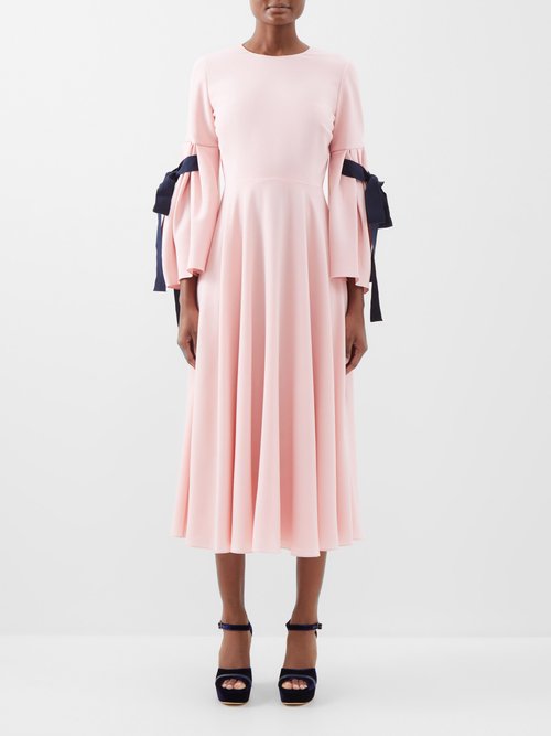 Roksanda Bow Sleeve Midi Dress In Rose