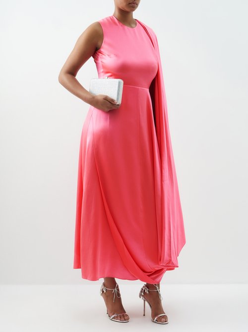 Roksanda - Nara Scarf-drape Silk Maxi Dress - Womens - Fuchsia