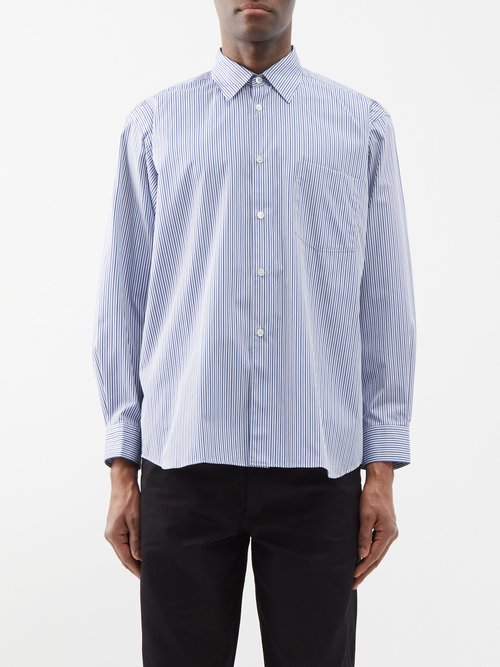 Comme Des Garçons Shirt - Striped Cotton-poplin Shirt - Mens - Blue White