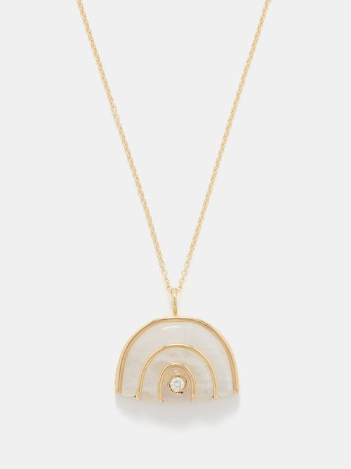 Brent Neale Marianne Rainbow Moonstone & 18kt Gold Necklace