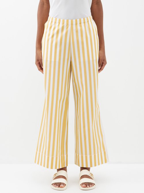 Eres - Marmelade Striped Wide-leg Cotton Trousers - Womens - Yellow Stripe