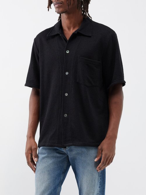 Our Legacy Box Patch-pocket Bouclé Shirt In Black | ModeSens