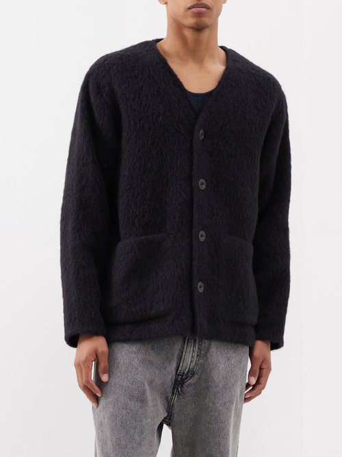 Our Legacy - Patch-pocket Textured Cardigan - Mens - Black
