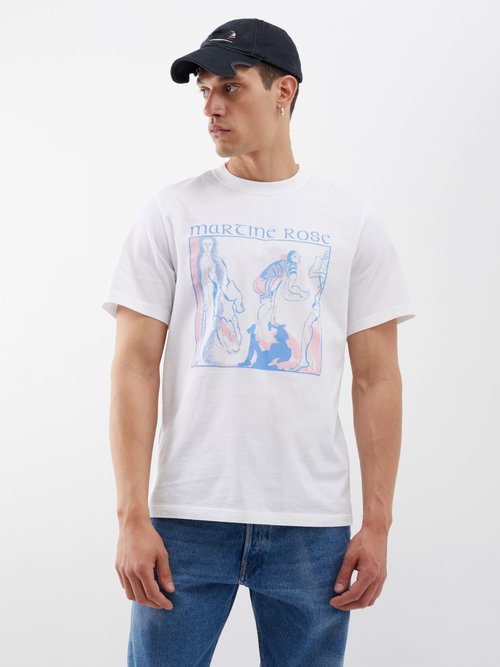 Martine Rose - logo-print Cotton-jersey T-Shirt - Mens - Turquoise White