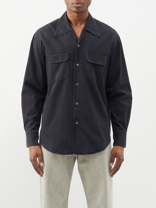 Our Legacy Poco Washed Cotton-twill Shirt In Black | ModeSens