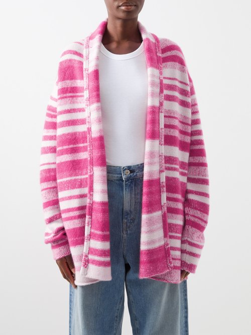 The Elder Statesman - Striped Cashmere Blanket - Women - Cashmere - One Size - Pink