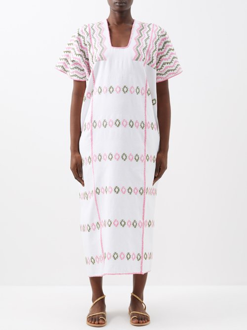 Pippa Holt - No.529 Embroidered Cotton Kaftan Dress - Womens - Multi