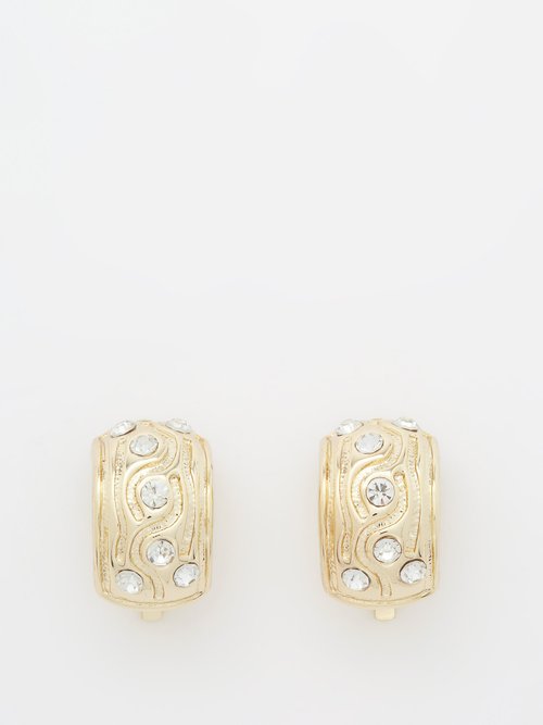 By Alona Nellie Crystal & 18kt Gold-plated Clip Earrings