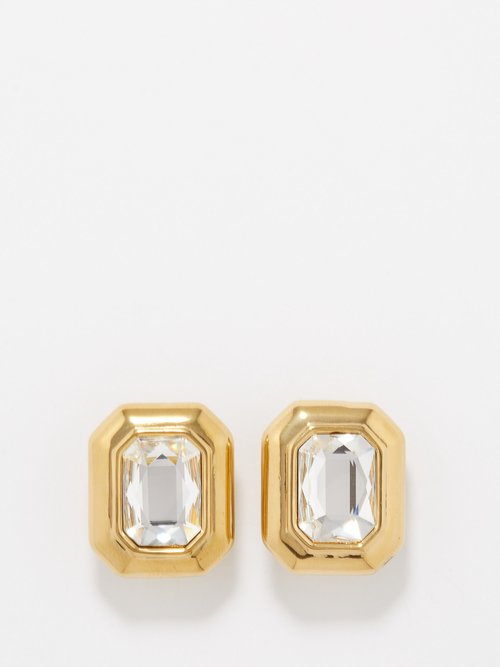 By Alona - Belize Crystal & 18kt Gold-plated Clip Earrings - Womens - Gold Multi