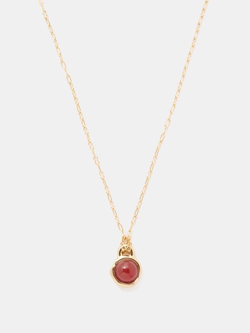 By Alona Tara Carnelian & 18kt Gold-plated Necklace In Red Gold