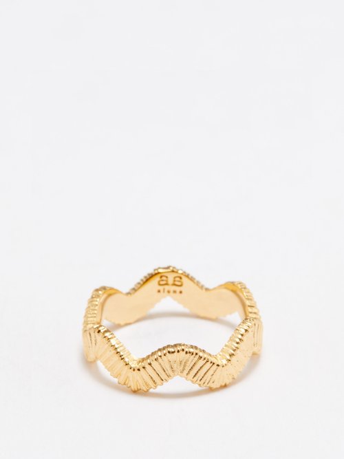 By Alona - Wavy 18kt Gold-plated Ring - Womens - Yellow Gold